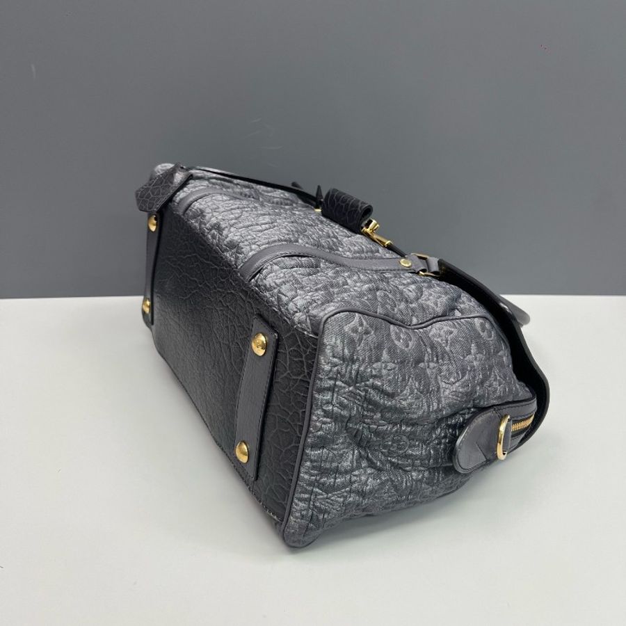 Louis Vuitton Fall 2010秀款灰色刺繡拼皮手提斜背包-3