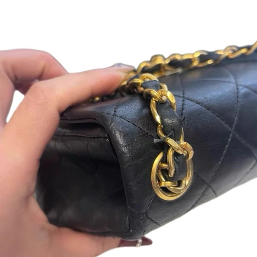 Chanel香奈兒黑金方胖子雙C扣鏈條包-2