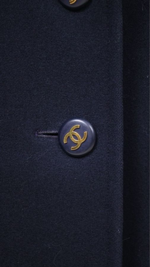 Chanel海军蓝毛呢金扣大衣-6