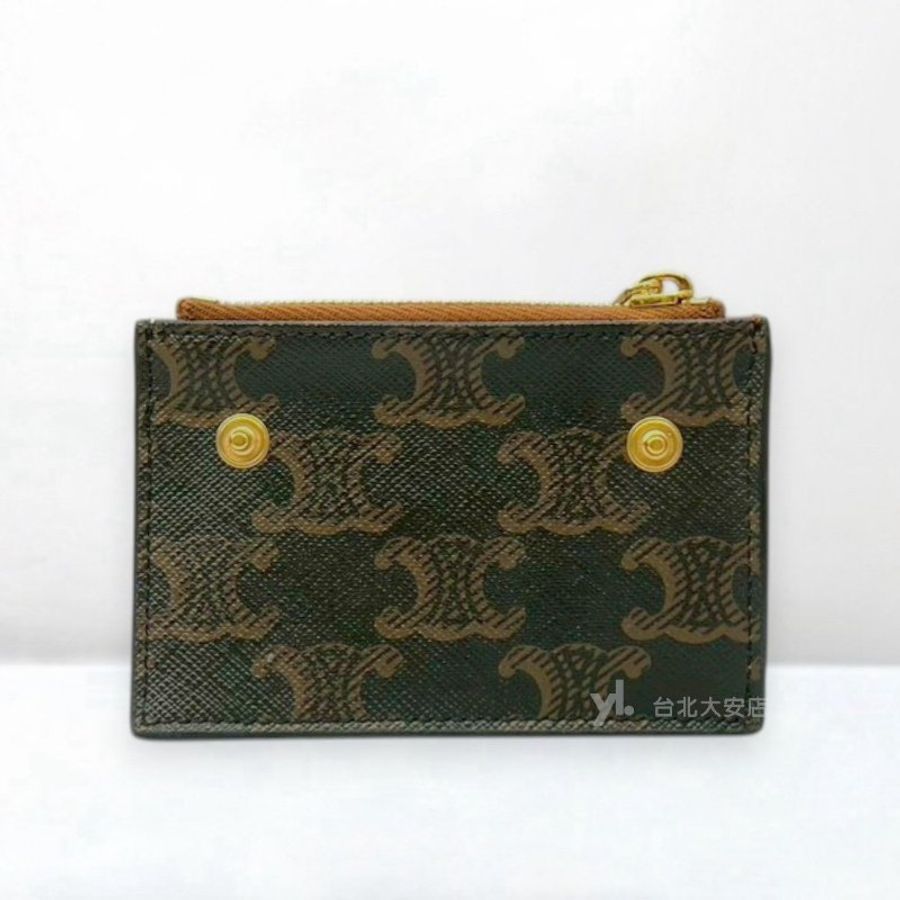 A13390-CELINE TRIOMPHE 老花凱旋門金釦下蓋二合一迷你短夾10I652DS3.04LU-5