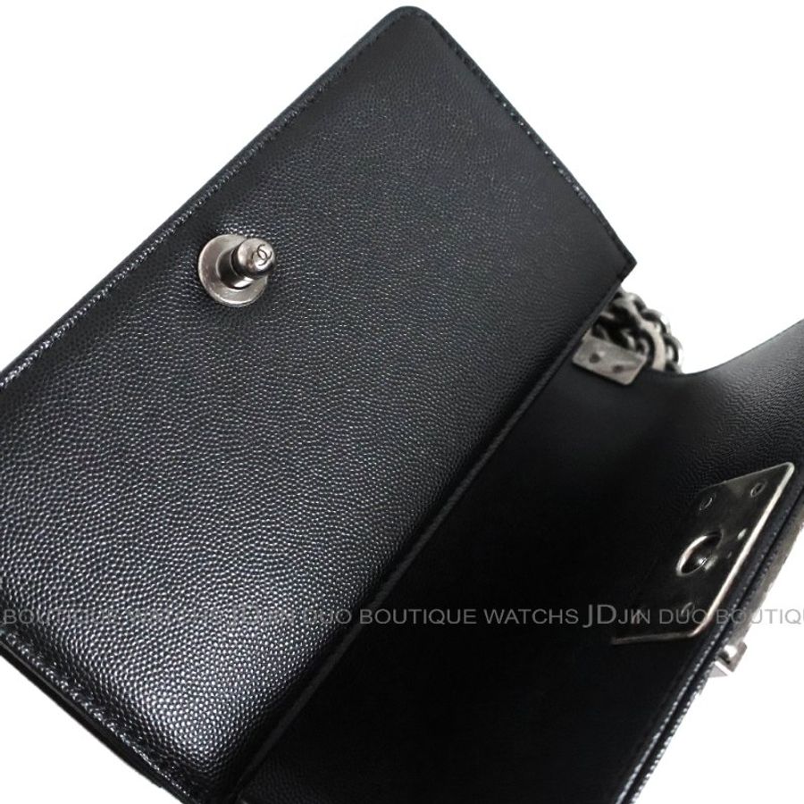 金鐸精品~ 2549 CHANEL香奈兒A67085 BOY CHANEL黑色小牛皮荔枝紋小型側肩背包-5