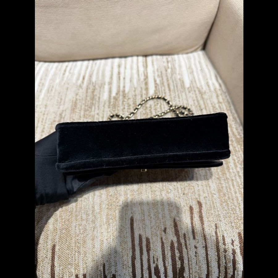 晶片款Chanel/香奈兒 25A 黑金絲絨滿鑽金球woc 鏈條可調鑲鑽小球-3