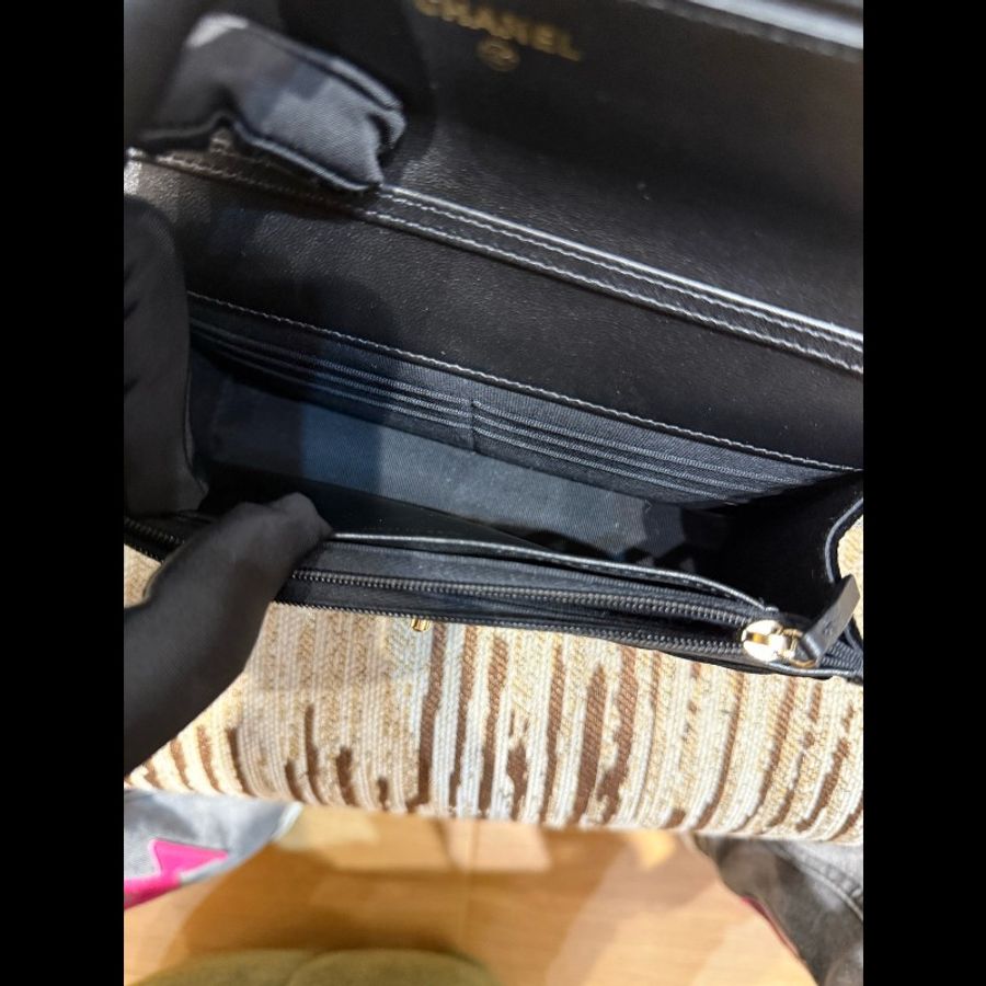 晶片款Chanel/香奈兒 25A 黑金絲絨滿鑽金球woc 鏈條可調鑲鑽小球-7
