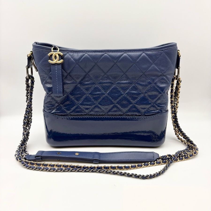 Chanel 香奈兒 藍色中號流浪包 25開無卡 尺寸:27*22*9cm-0
