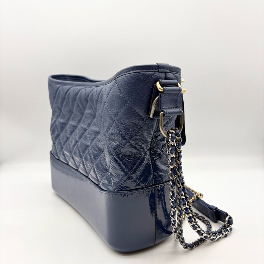 Chanel 香奈兒 藍色中號流浪包 25開無卡 尺寸:27*22*9cm-3
