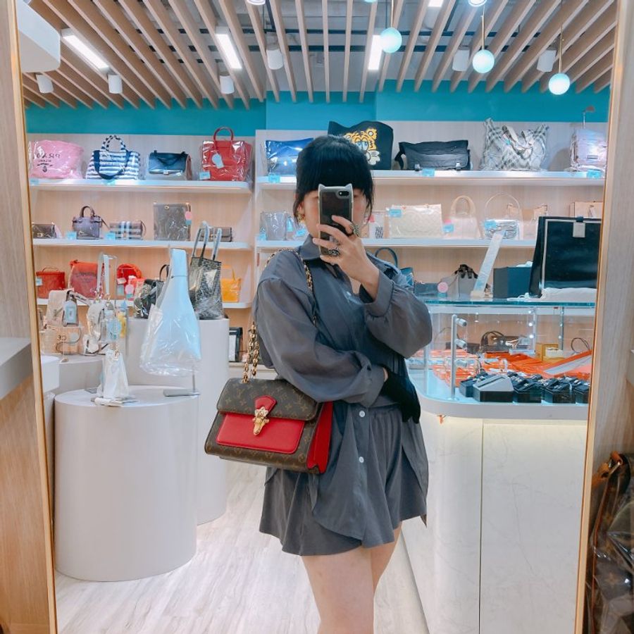 MS0790 Louis Vuitton 路易威登 經典鏈條單肩包 紅色老花 Cherry Victoire Bag 25cm Canvas Monogram x GHW-1