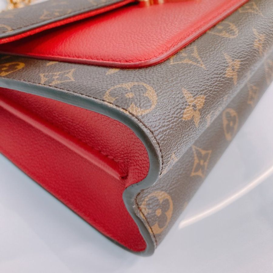 MS0790 Louis Vuitton 路易威登 經典鏈條單肩包 紅色老花 Cherry Victoire Bag 25cm Canvas Monogram x GHW-7