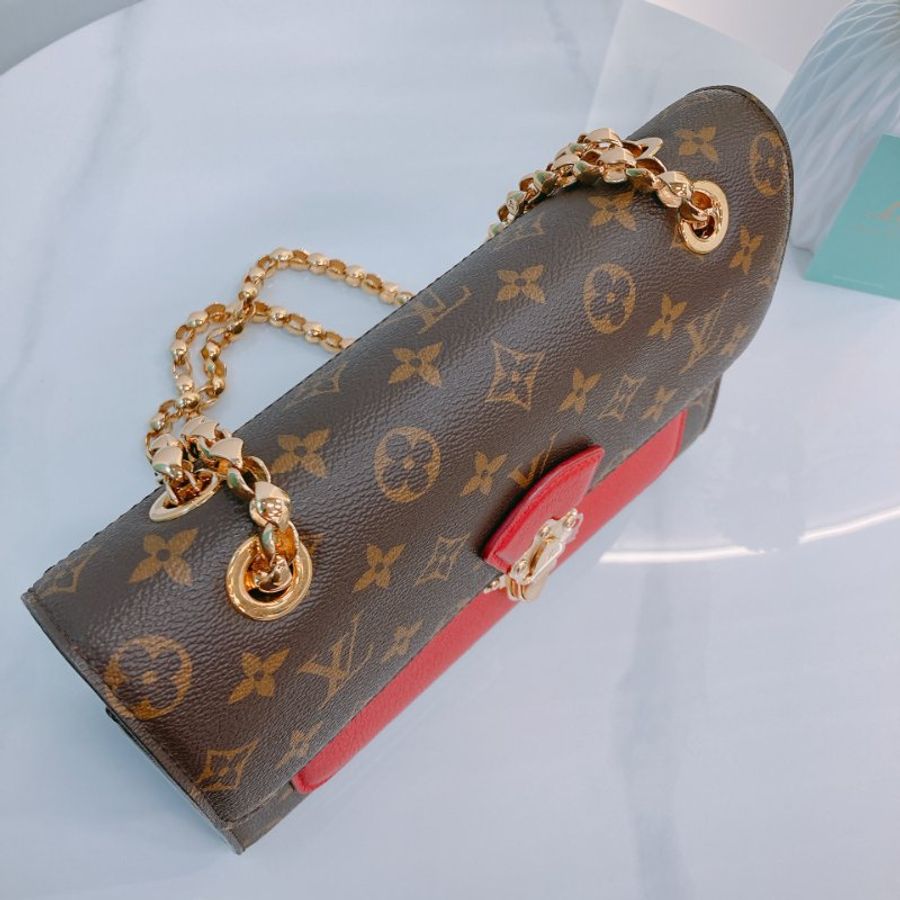 MS0790 Louis Vuitton 路易威登 經典鏈條單肩包 紅色老花 Cherry Victoire Bag 25cm Canvas Monogram x GHW-11