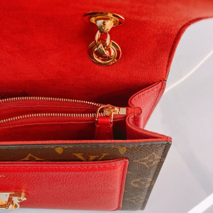 MS0790 Louis Vuitton 路易威登 經典鏈條單肩包 紅色老花 Cherry Victoire Bag 25cm Canvas Monogram x GHW-27