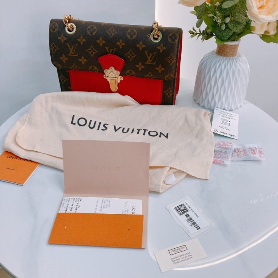 MS0790 Louis Vuitton 路易威登 經典鏈條單肩包 紅色老花 Cherry Victoire Bag 25cm Canvas Monogram x GHW-28