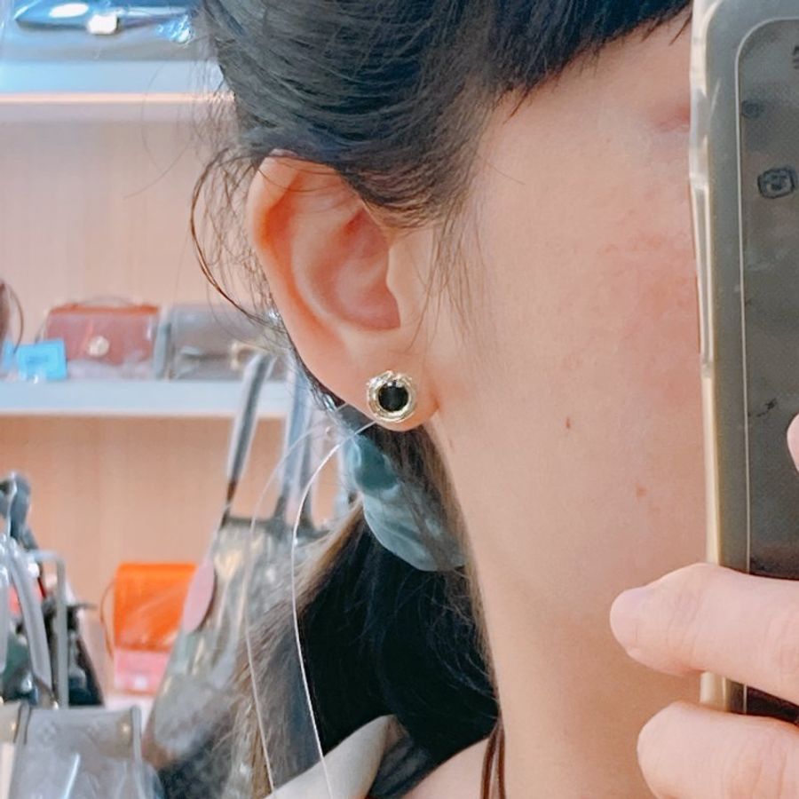MS0791 Tiffany & Co 蒂芙尼經典耳釘 黑金色 18K Onyx Circle Earrings Black x GHW-1