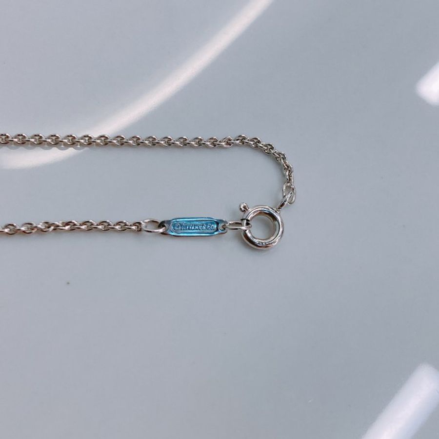 MS0791 Tiffany & Co 蒂芙尼 條型鑽石項鍊 銀色 Atlas 18K Necklace 18 Diamonds x PHW-10