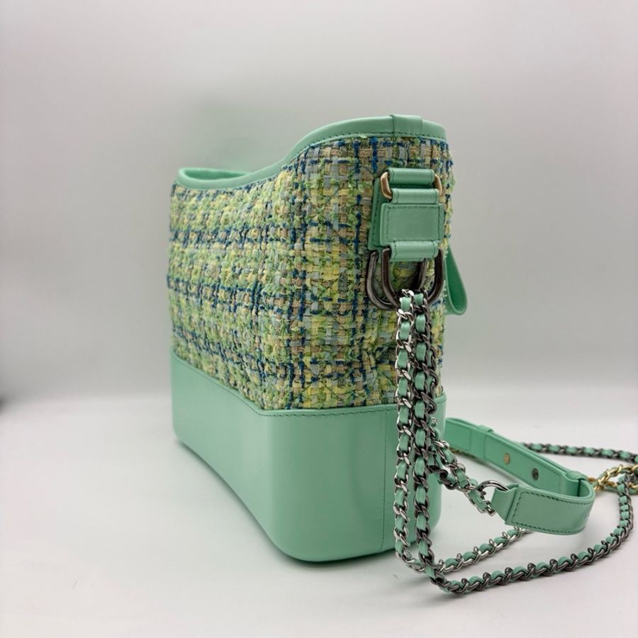 Chanel 香奈兒 中號毛呢流浪包 薄荷綠 27開有卡 尺寸28*22*8cm-3