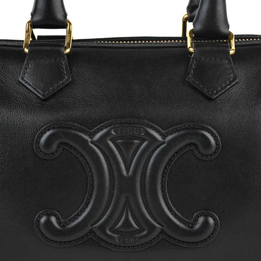 🖤 鑒定師的收藏 🖤 CELINE 賽琳 皮革浮雕凱旋門波士頓包 手提 肩背 兩用包 CELINE Cuir Triomphe Small Boston Bag in Black Calfskin-9