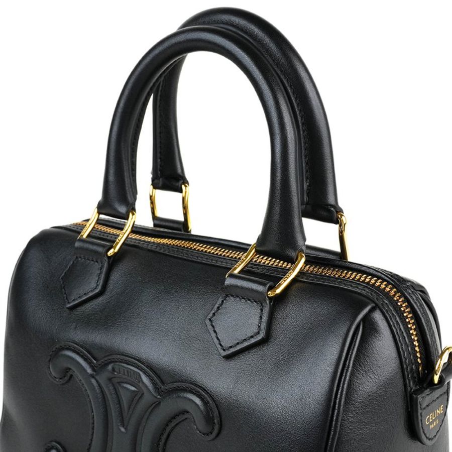 🖤 鑒定師的收藏 🖤 CELINE 賽琳 皮革浮雕凱旋門波士頓包 手提 肩背 兩用包 CELINE Cuir Triomphe Small Boston Bag in Black Calfskin-10