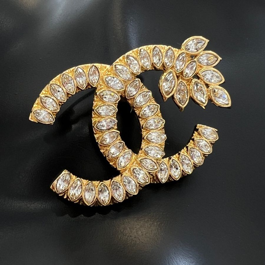 香奈兒Chanel 22k金色雙C麥穗胸針-3