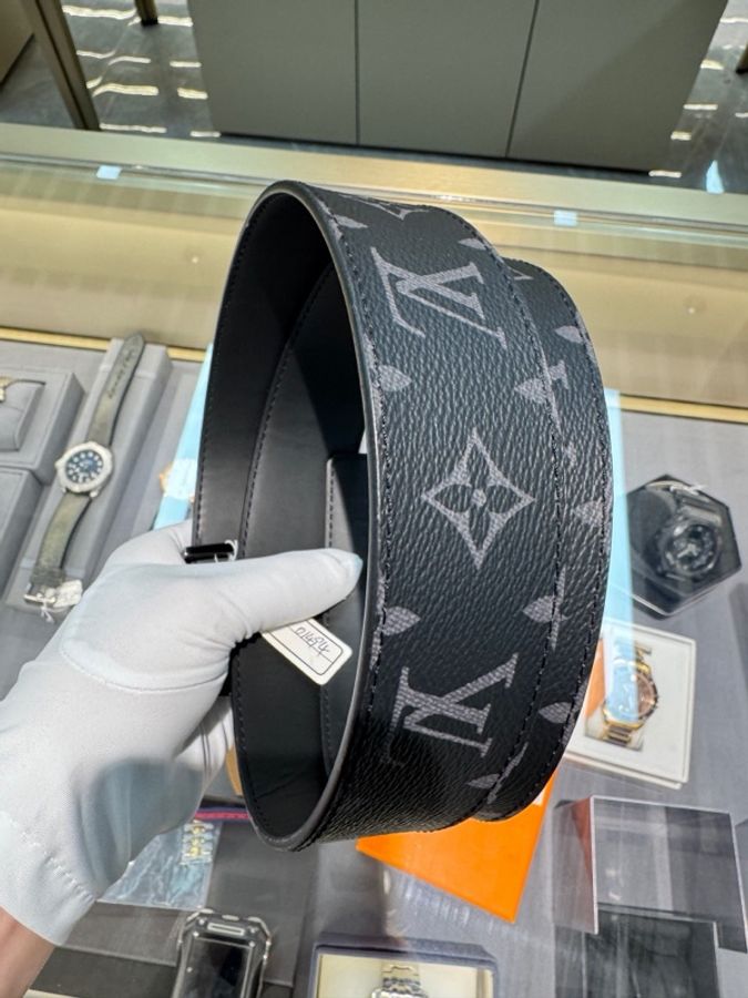Louis Vuitton 路易威登 黑老花皮帶 無附件-3