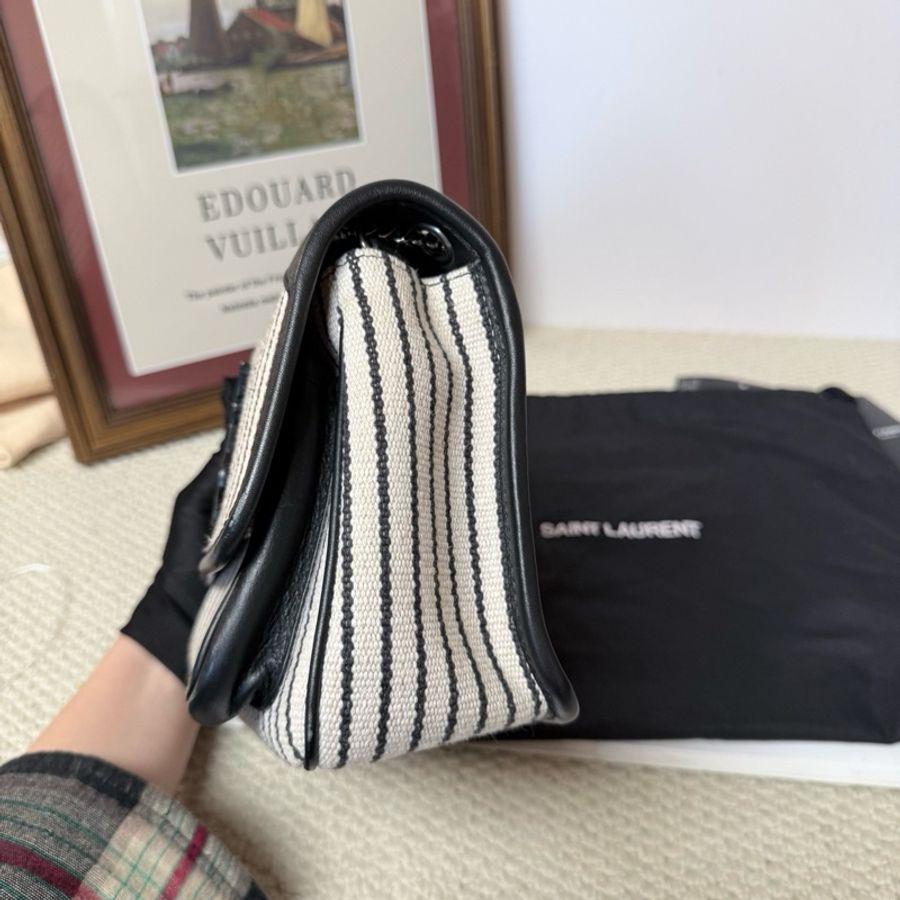 Saint Laurent 聖羅蘭 YSL Niki 小號黑白条纹帆布包肩背包斜挎包-2