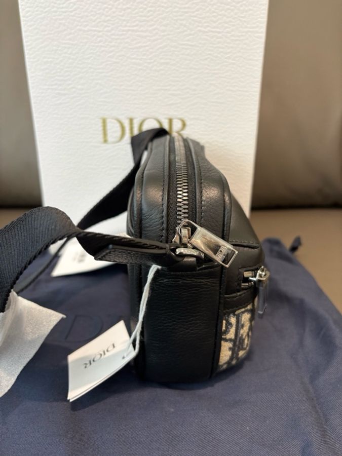 閒置未使用 DIOR迪奧 Rider Oblique老花刺繡拼皮帆郵差包-3