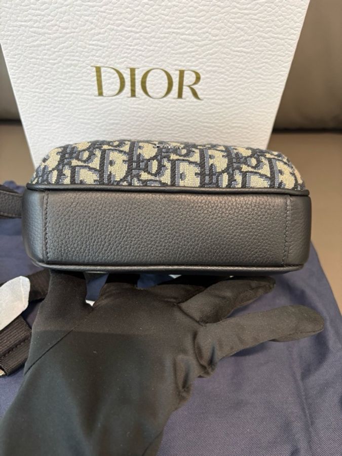 閒置未使用 DIOR迪奧 Rider Oblique老花刺繡拼皮帆郵差包-4