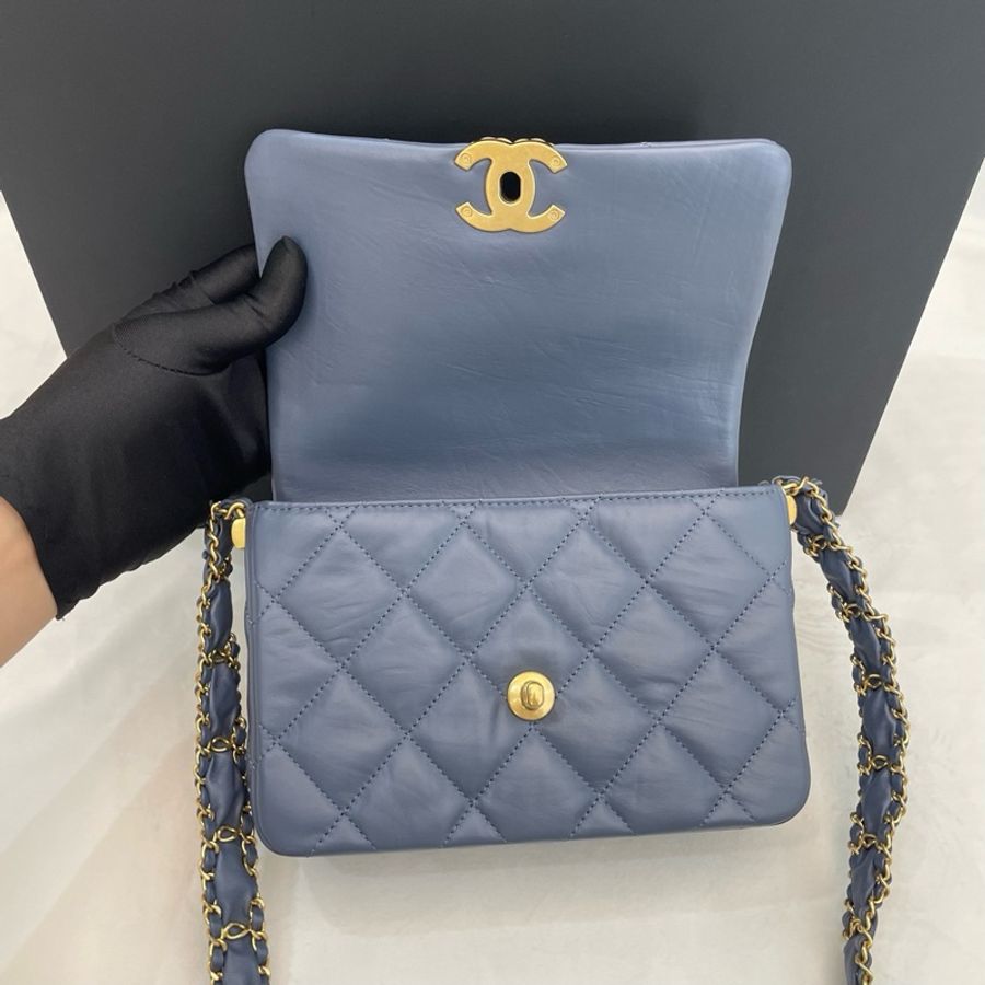 Chanel 香奈兒 23k hobo 19bag系列 寬鏈條 芯片-5
