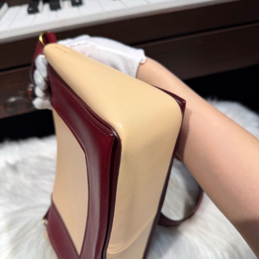 賽琳/Celine Frame 酒紅色拼裸色-5