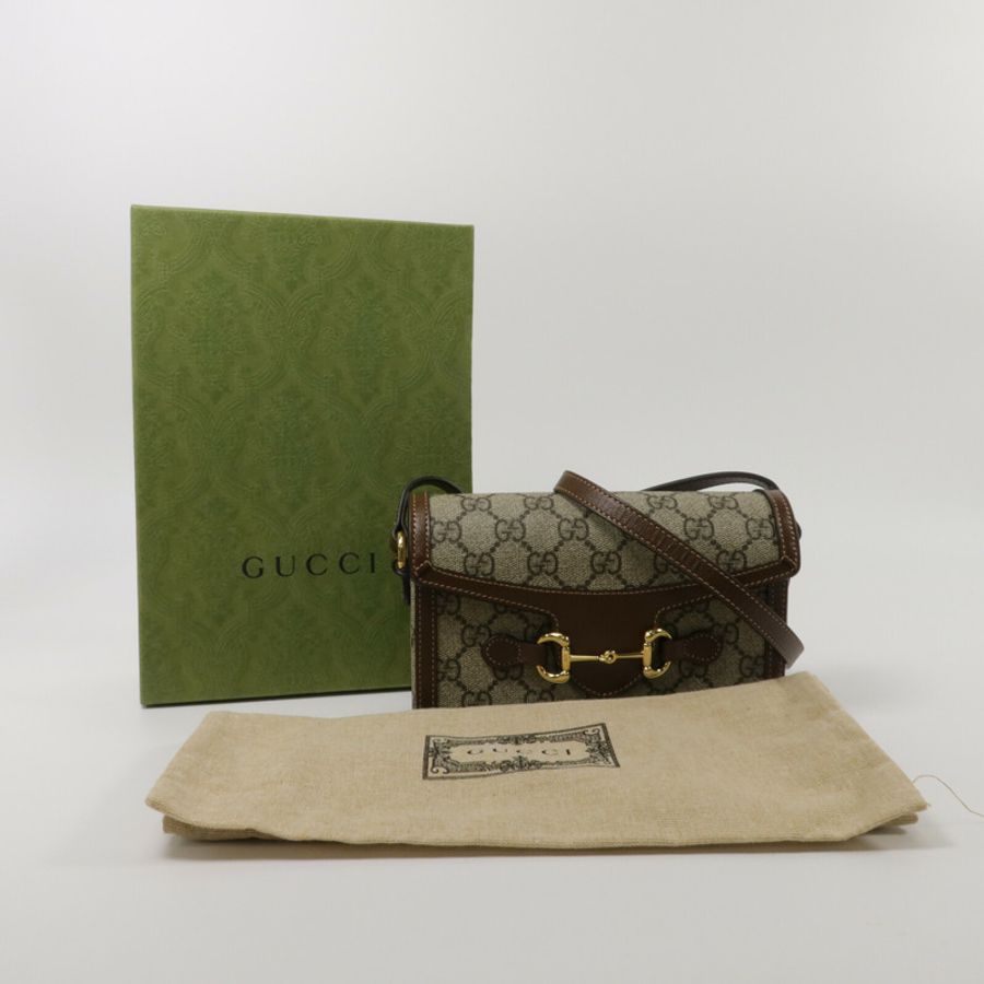 GUCCI 塗層帆布Horsebit 1955 Mini肩背袋-9