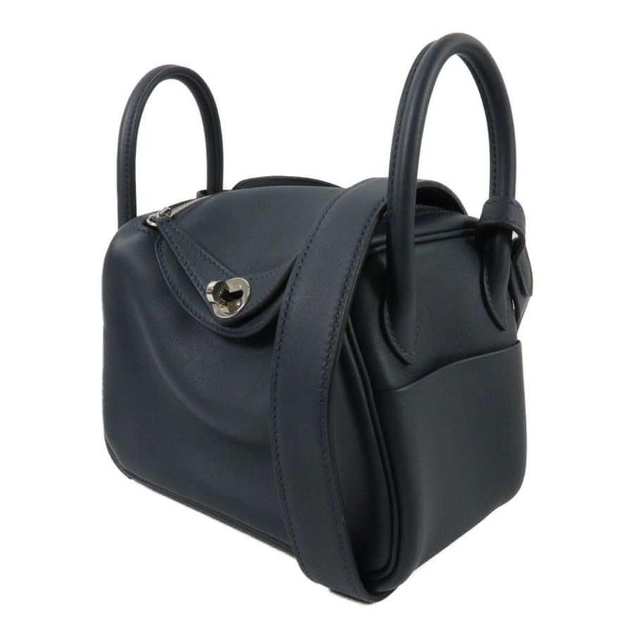 HERMES Swift皮革Mini Lindy手挽肩背兩用袋Vert Rousseau/Malach-2