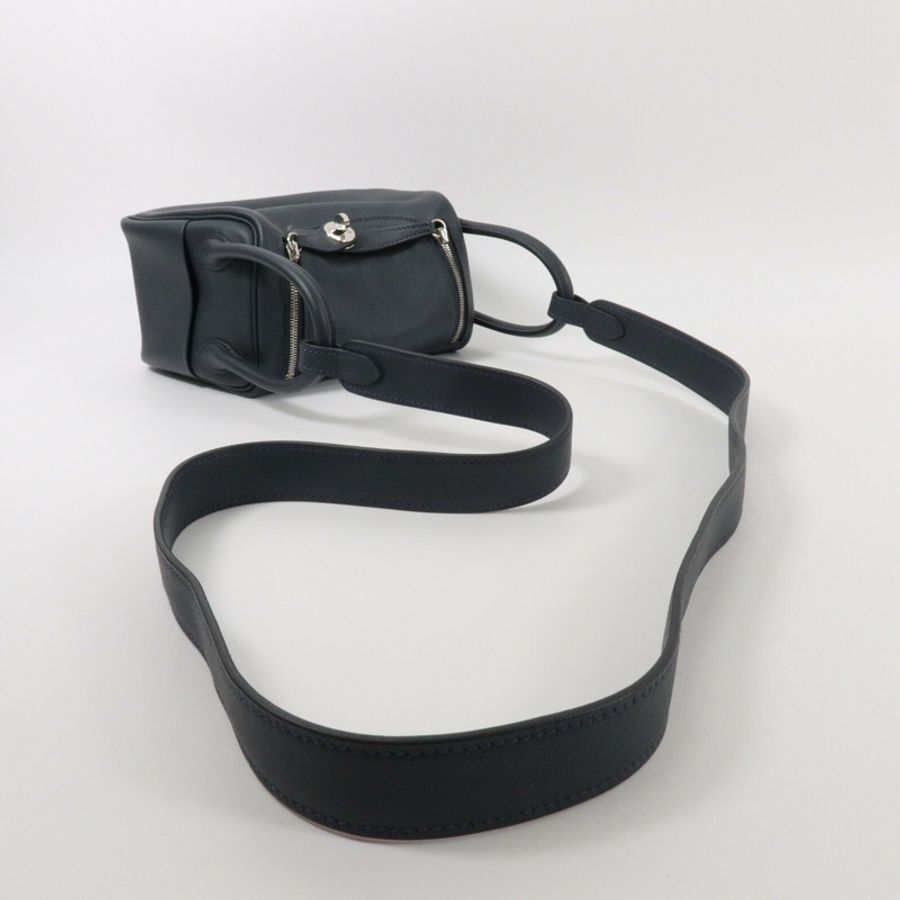HERMES Swift皮革Mini Lindy手挽肩背兩用袋Vert Rousseau/Malach-8