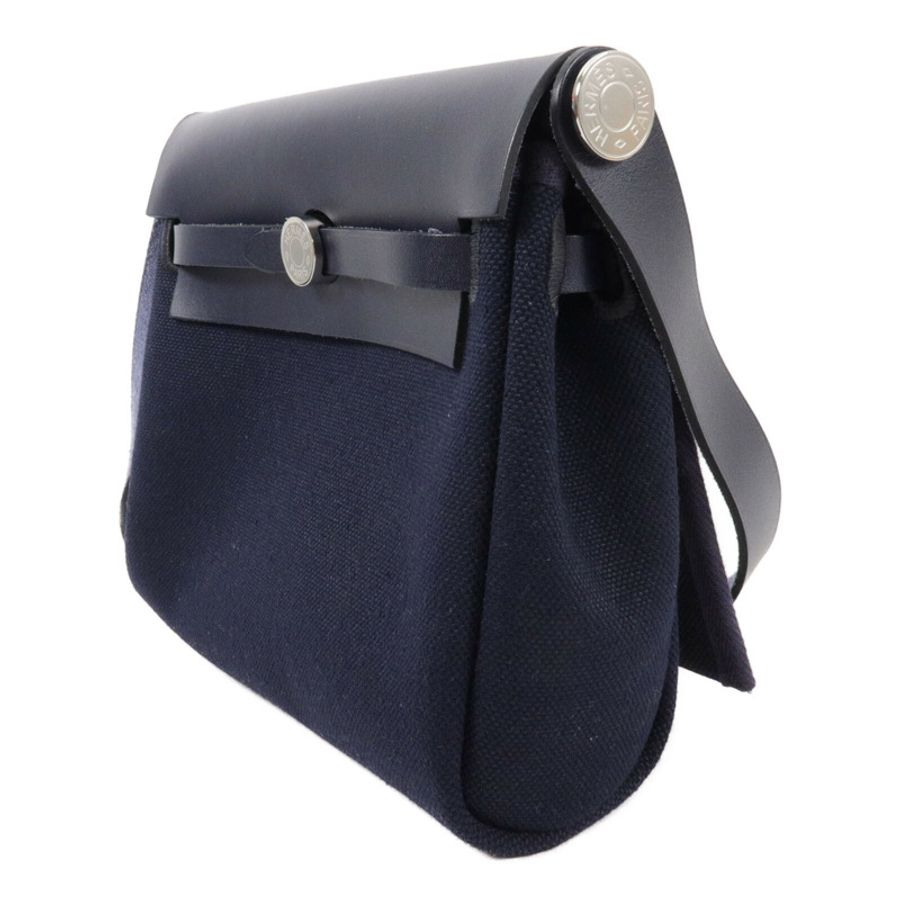HERMES 帆布Mini Herbag肩背袋Bleu Indigo-2