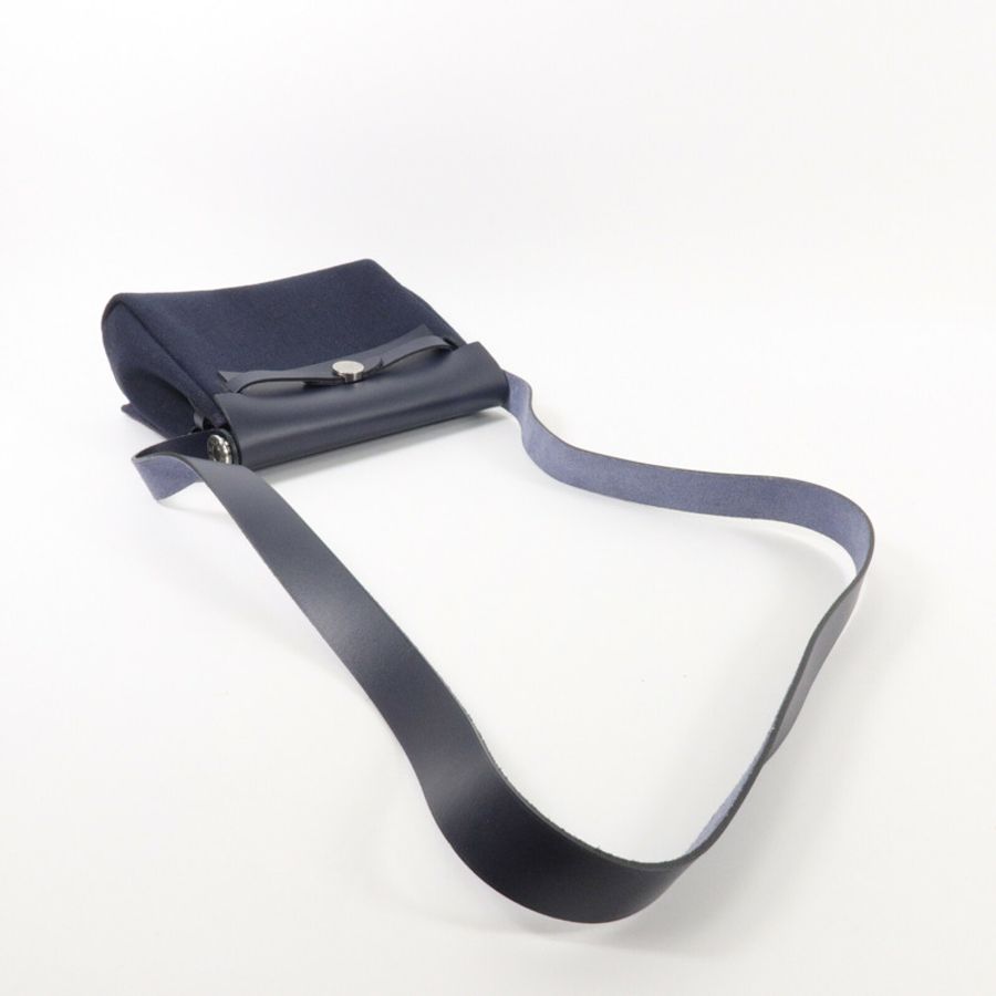 HERMES 帆布Mini Herbag肩背袋Bleu Indigo-8