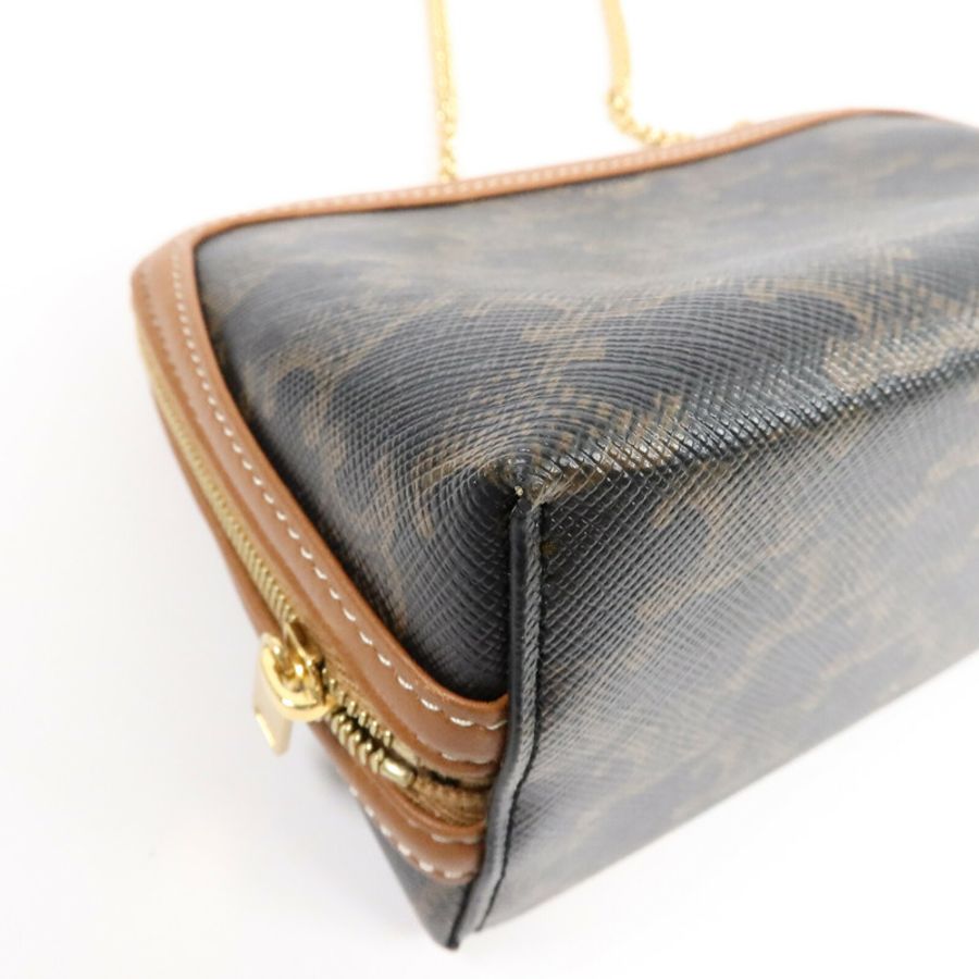 CELINE 塗層帆布Clutch On Chain肩背袋-11