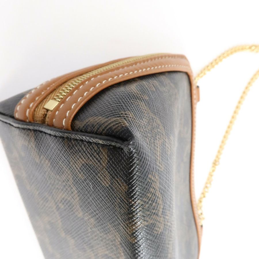 CELINE 塗層帆布Clutch On Chain肩背袋-13