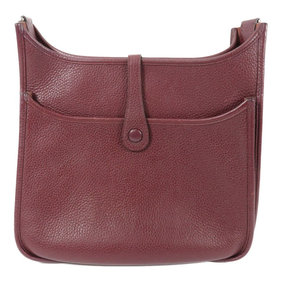 HERMES Clemence皮革Evelyne PM 肩背袋Bordeaux-1
