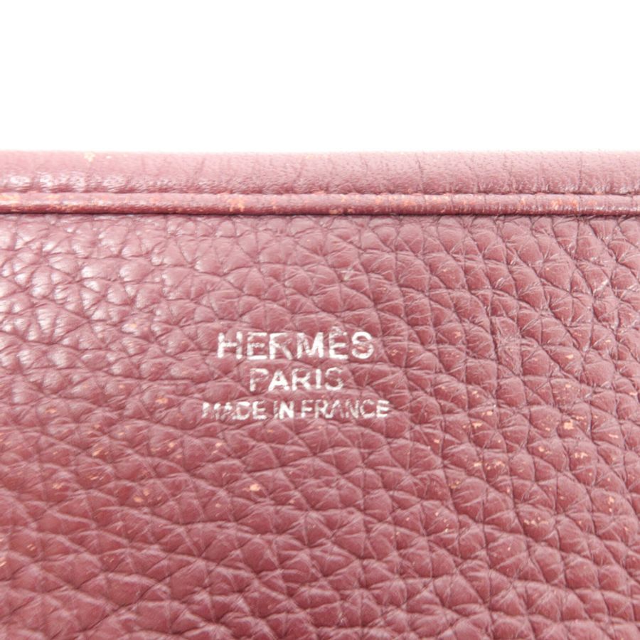 HERMES Clemence皮革Evelyne PM 肩背袋Bordeaux-5