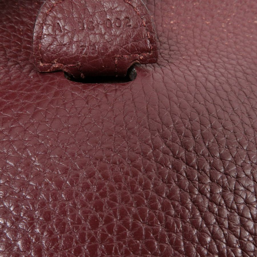 HERMES Clemence皮革Evelyne PM 肩背袋Bordeaux-7