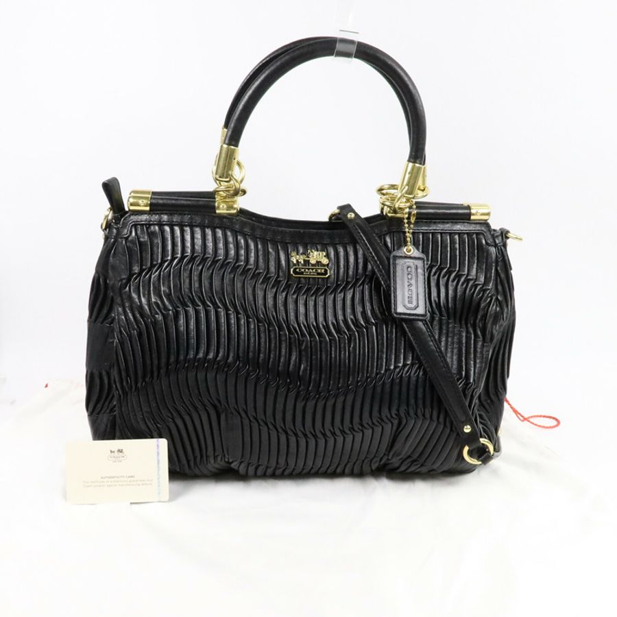 COACH 牛皮皮革Madison Carrie Satchel Bag手挽肩背兩用袋-9