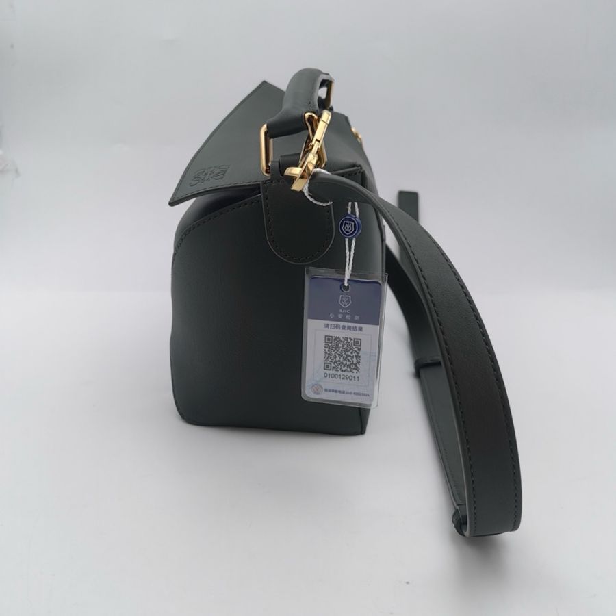 羅意威/Loewe puzzle 小號手提包斜挎包肩背包 深綠色 金扣-3