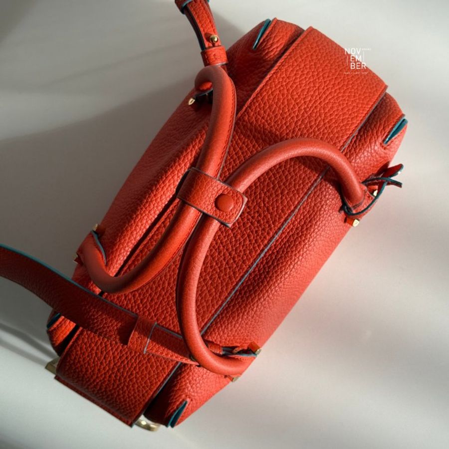 99新🆕 Delvaux Cool Box MM 橘色滾藍邊-3