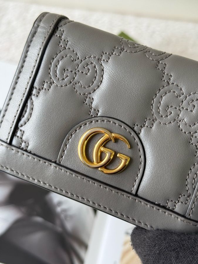GG Logo 縫線設計二折卡片小短夾(灰色)-7