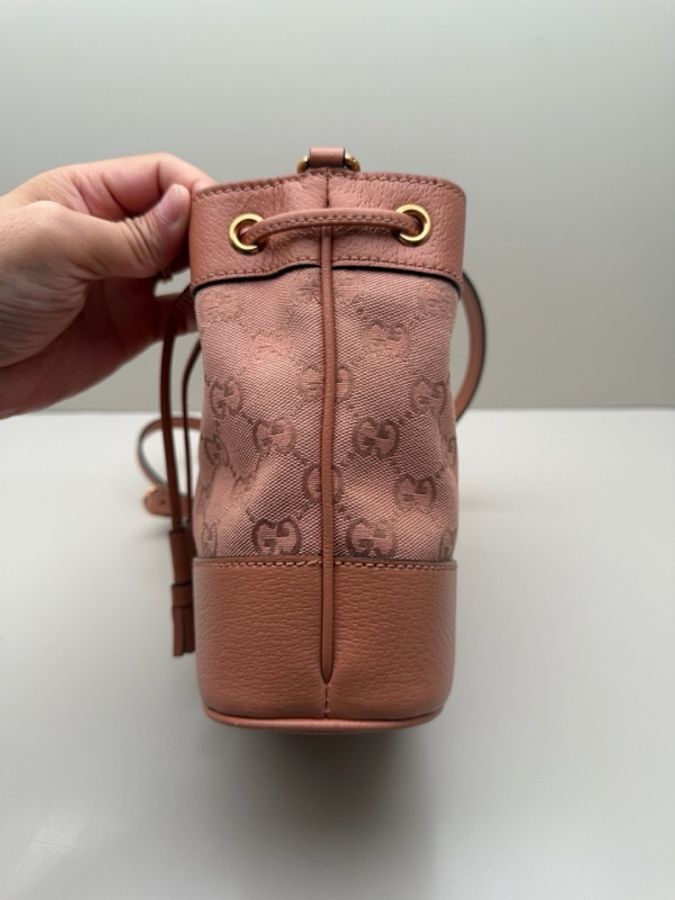 古馳/Gucci Op小水桶 藕粉色 新款內里 原始成色。-2