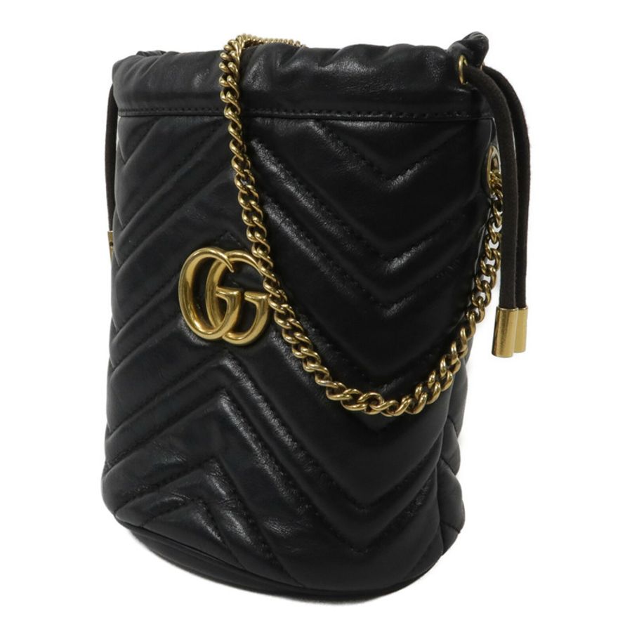 GUCCI 牛皮皮革GG Marmont Mini Bucket鏈帶肩背袋-1