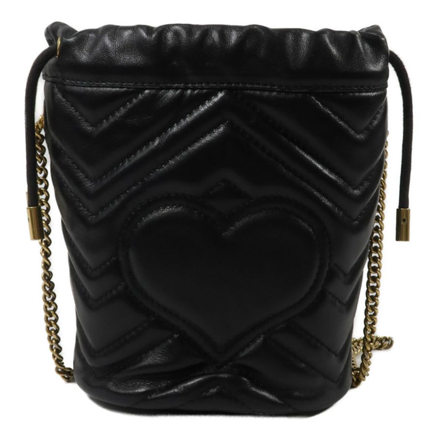 GUCCI 牛皮皮革GG Marmont Mini Bucket鏈帶肩背袋-2