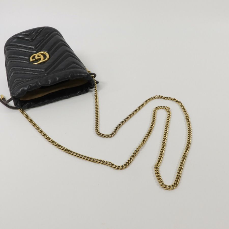 GUCCI 牛皮皮革GG Marmont Mini Bucket鏈帶肩背袋-8