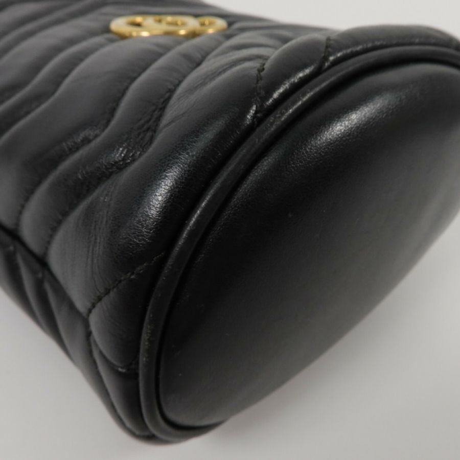 GUCCI 牛皮皮革GG Marmont Mini Bucket鏈帶肩背袋-9