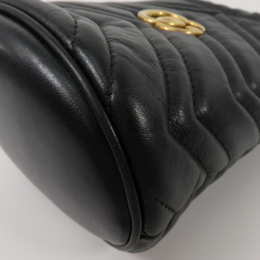 GUCCI 牛皮皮革GG Marmont Mini Bucket鏈帶肩背袋-10
