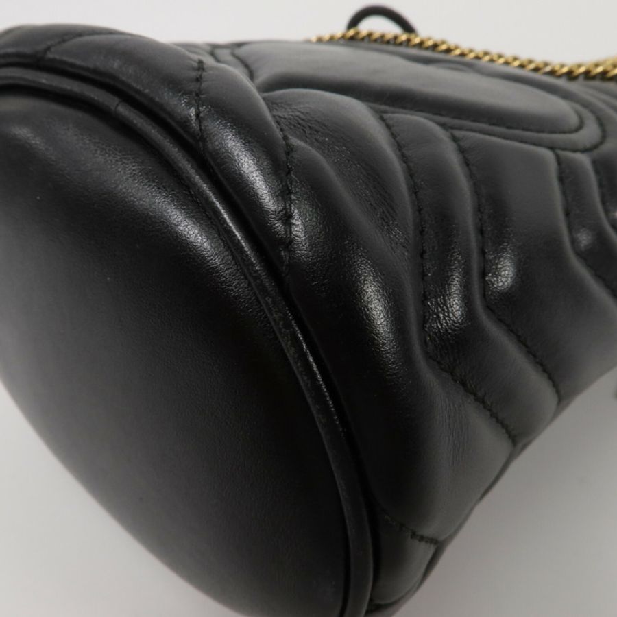 GUCCI 牛皮皮革GG Marmont Mini Bucket鏈帶肩背袋-12