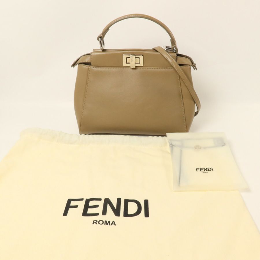 FENDI 牛皮皮革Peekaboo Iconic Mini手挽肩背兩用袋-10