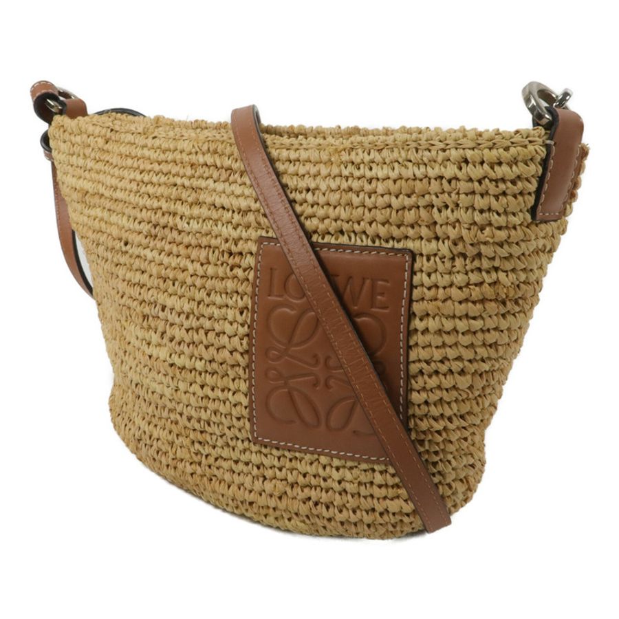 LOEWE Raffia/牛皮皮革Slit Pochette Bag肩背袋-1
