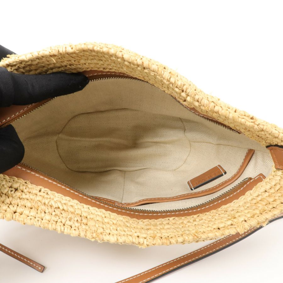 LOEWE Raffia/牛皮皮革Slit Pochette Bag肩背袋-4